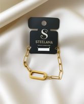 Gold Slim Ataç Zincir Tasarım Circuit Detay Çelik Bileklik