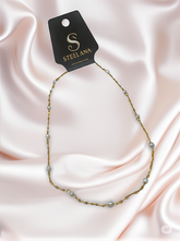 Gold Ezme Zincir Sıra İnciler Çelik Kolye 45 cm