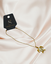 Gold Minimal Zincir Beyaz Mineli Karetta Çelik Kolye 45 cm