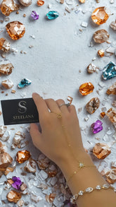 Gold Yıldız Çerçeveli Zirkon Minimal Kalp Tasarım Çelik Şahmeran