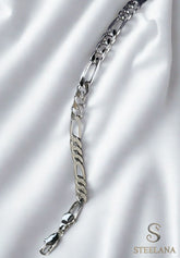 Silver Yassı Figaro Zincir Tasarım Bileklik