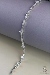 Silver Zirkon Tasarım Minimal Oval Baget Taş Detay Bileklik