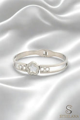 Silver Zirkon Star Çelik Kelepçe Bileklik