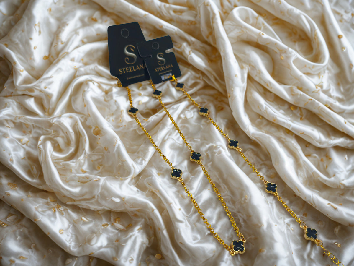 Gold Renk Van Cleef Kolye bileklik Set