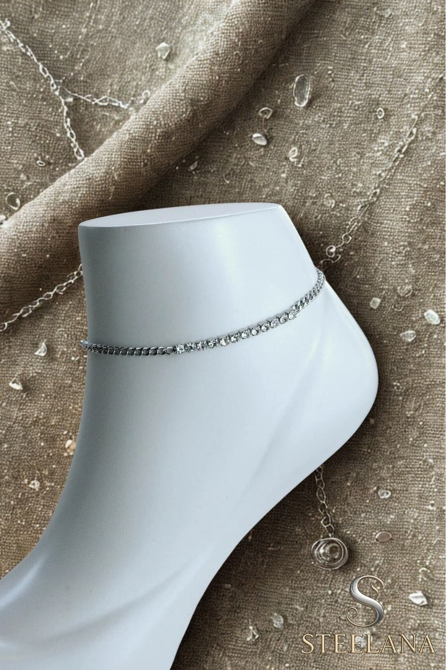 Silver Suyolu Detay Çelik Halhal