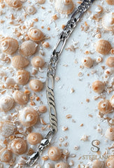 Silver Yassı Figaro Zincir Tasarım Bileklik