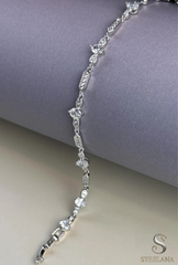 Silver Zirkon Tasarım Minimal Oval Baget Taş Detay Bileklik